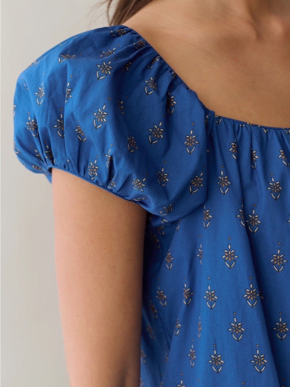 kourt Nya Blue Bijou Cotton Mini Dress