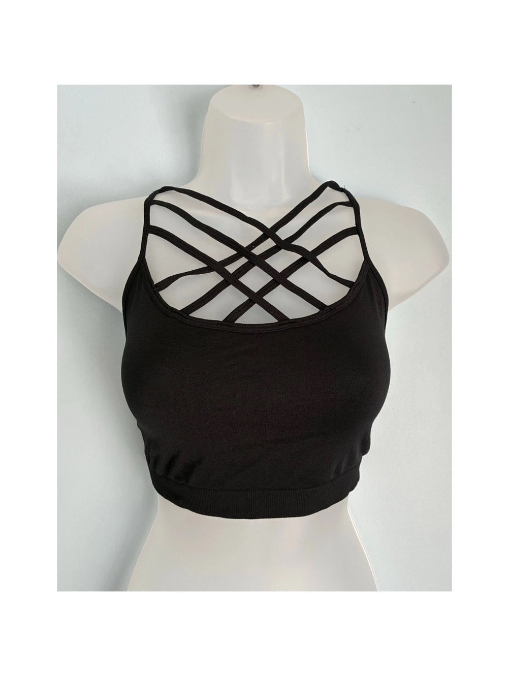 Zenana Black Crisscross Strappy Bralette