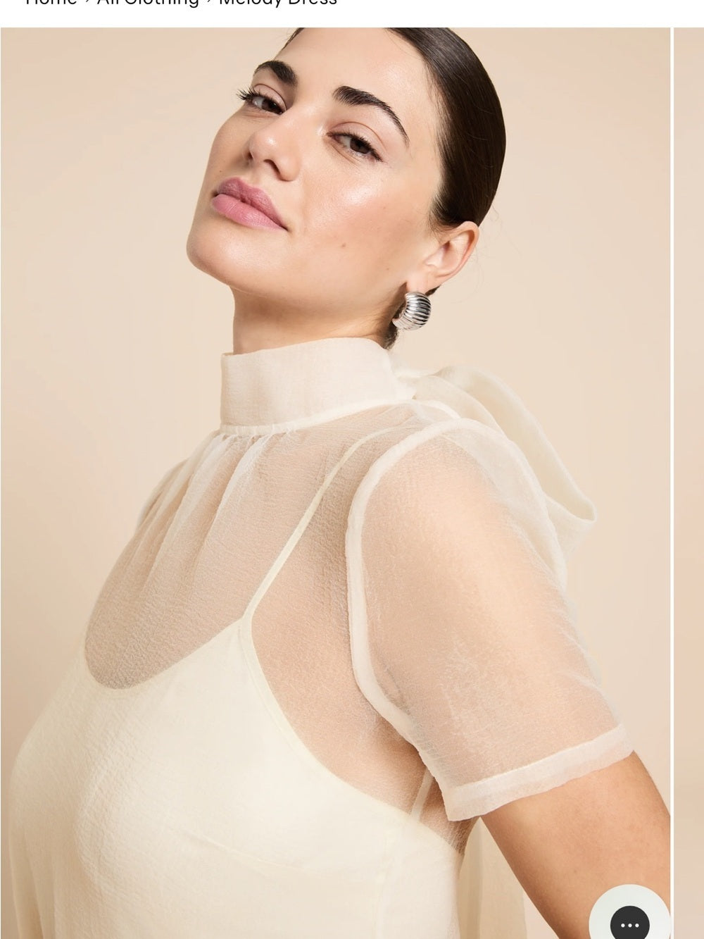 CAARA Melody Cream Organza Maxi Dress