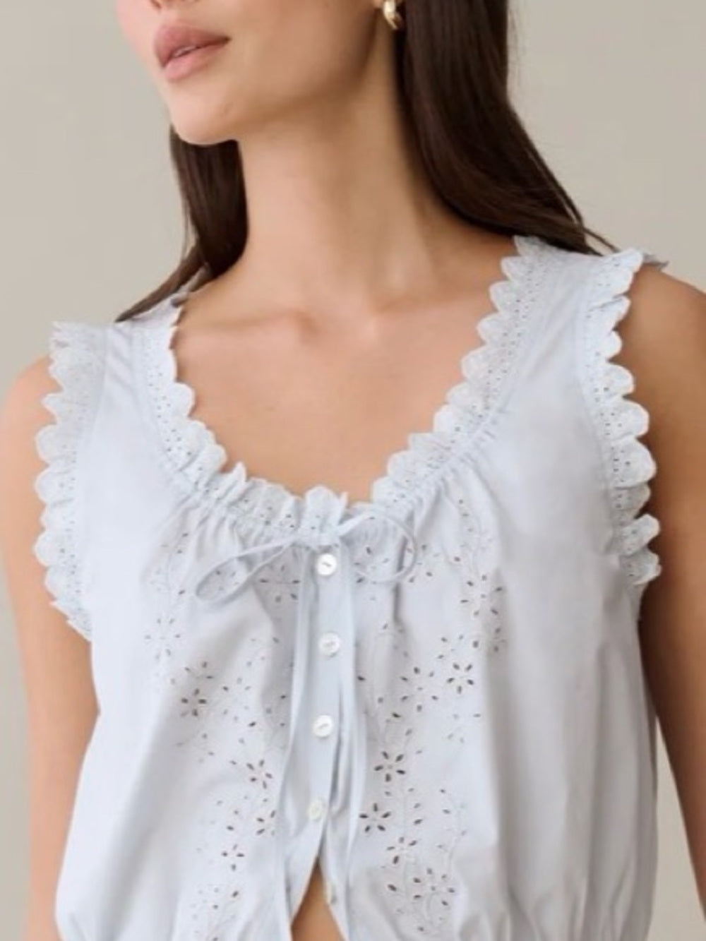Sorella Atelier Shelby Alice Blue Eyelet Cotton Top