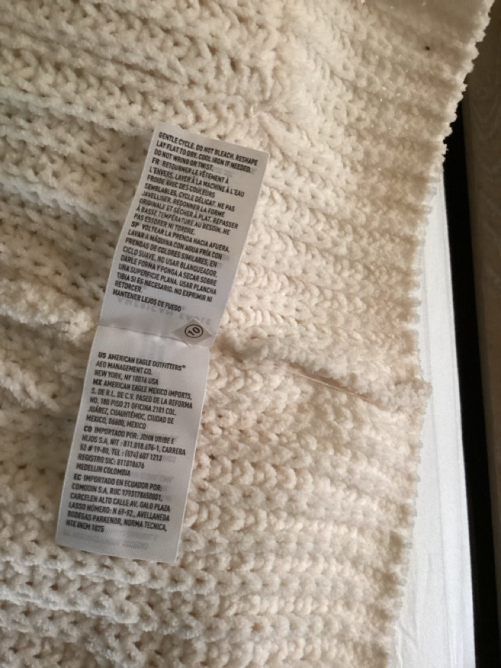 American Eagle Cream Chenille Open-Front Cardigan