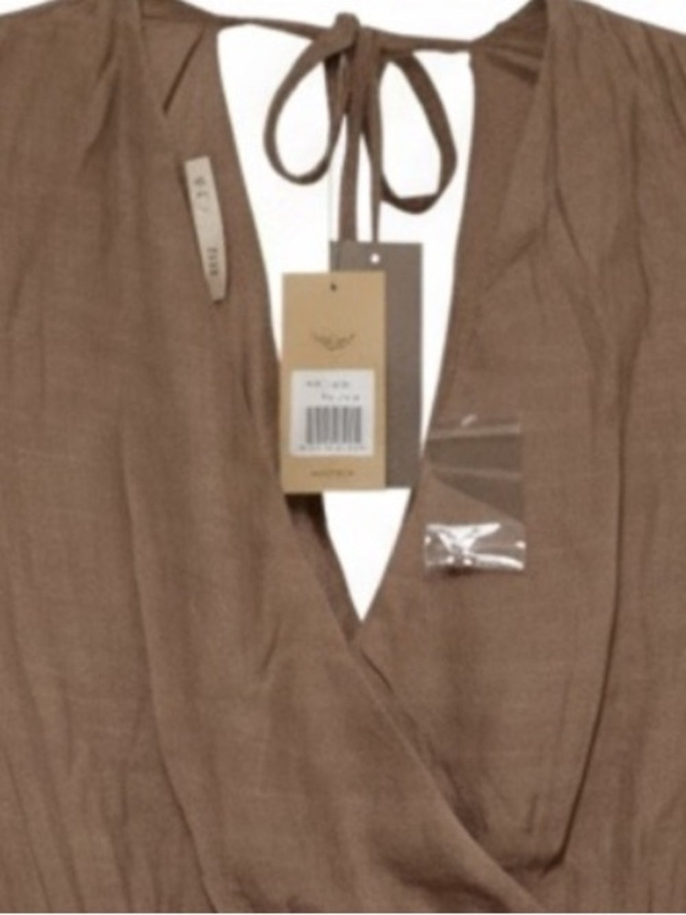 Open-Back Taupe Romper with Pockets