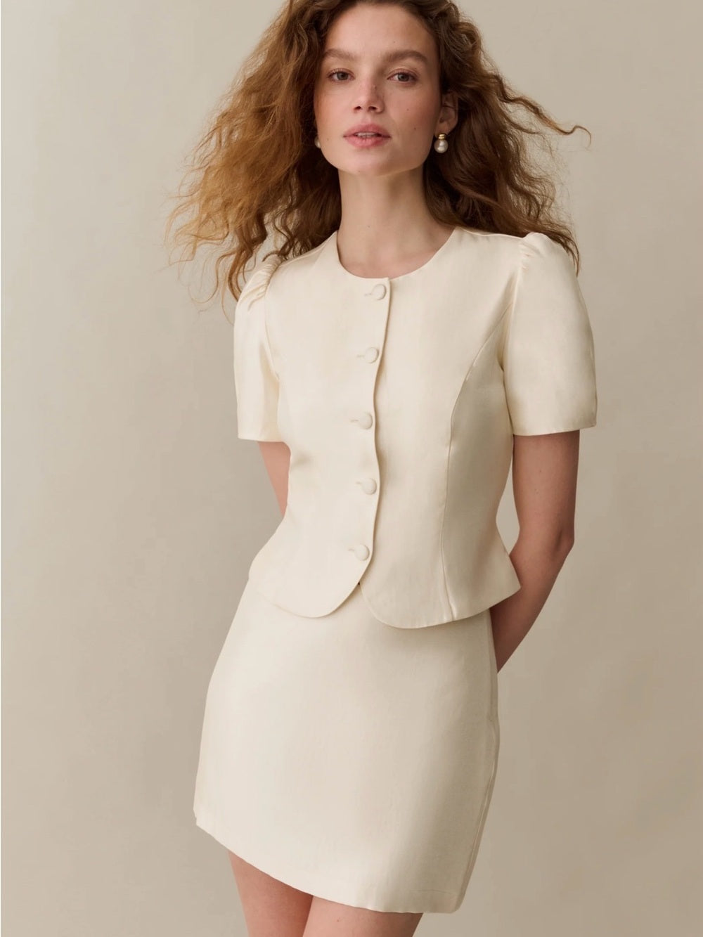 kourt Cambria Cream Two-Piece Skirt Set