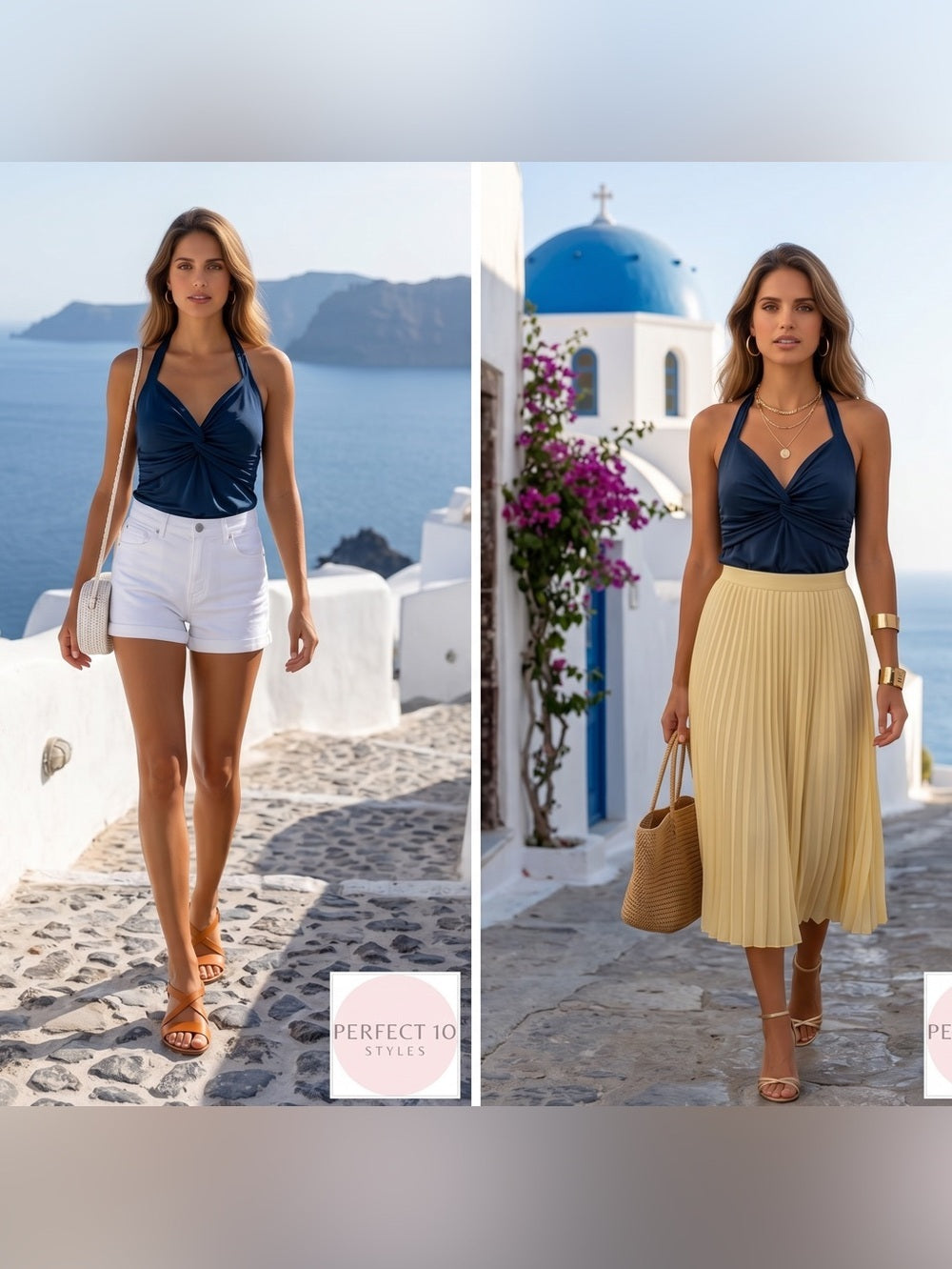 Sunday in Brooklyn Navy Draped Halter Top