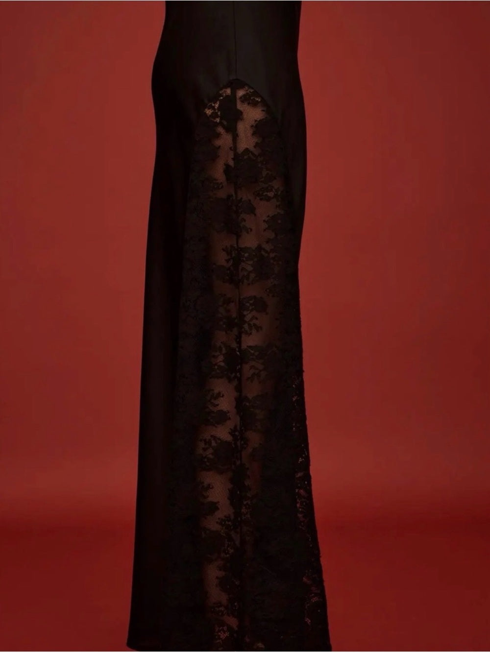 o.p.t Natalia Black Satin Lace Maxi Dress
