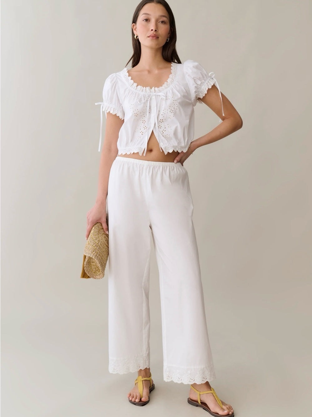 Sorella Atelier Wendy White Eyelet Cotton Top