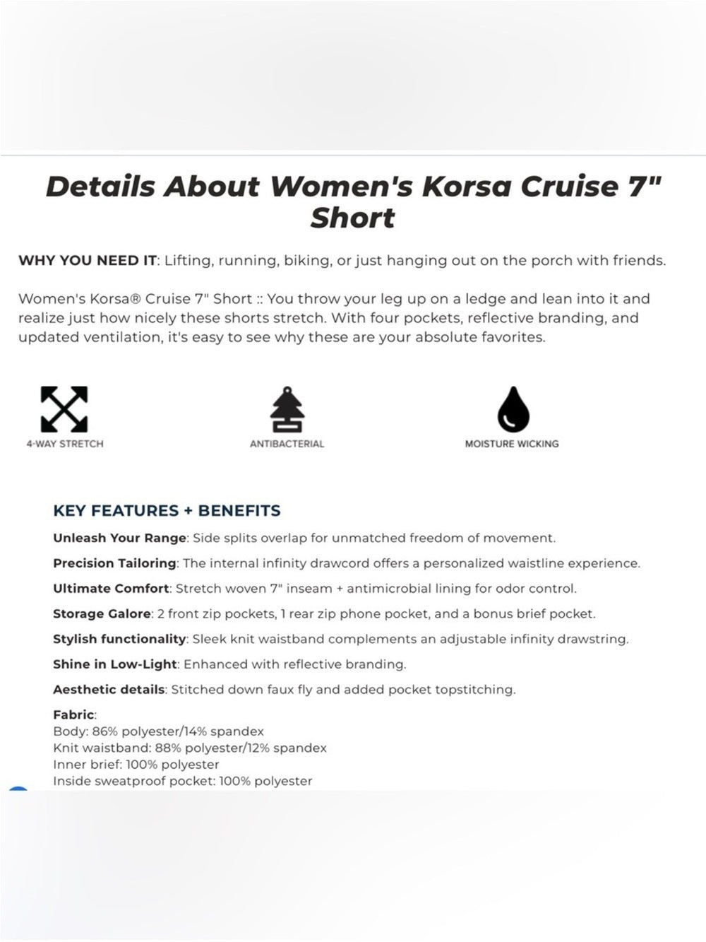 KORSA Cruise 7-Inch Pine Green Running Shorts