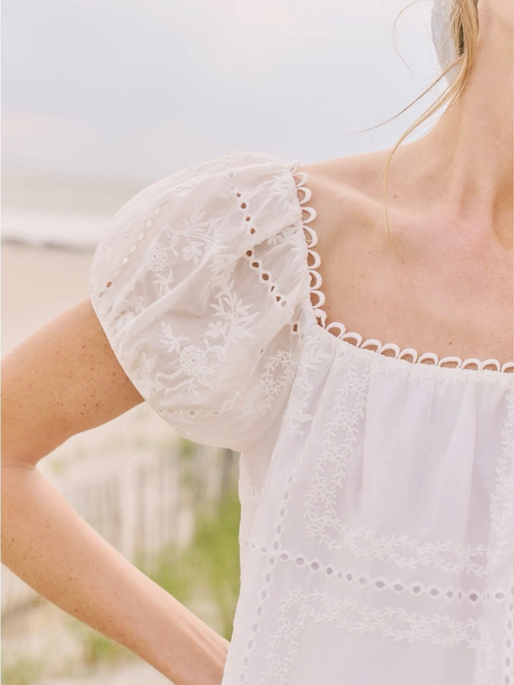 kourt Nya White Embroidered Mini Dress