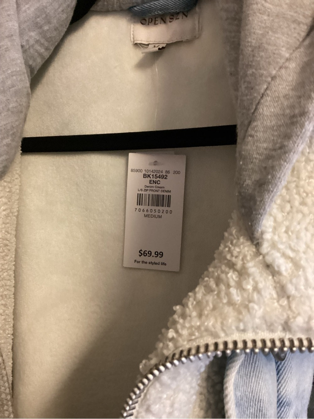 Open SZN Sherpa Denim Hooded Jacket