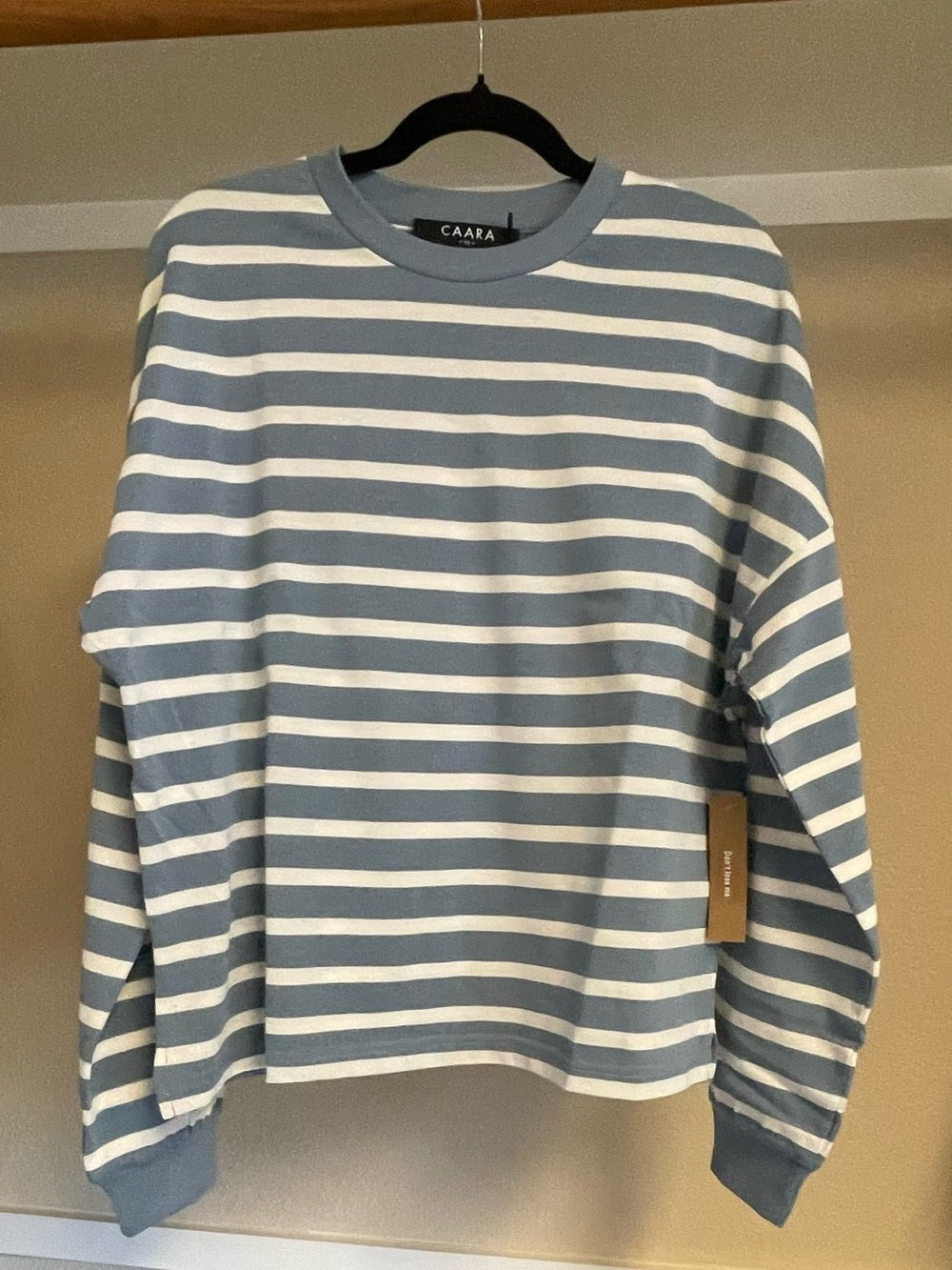 Blue and White Striped Oversized Long Sleeve Top