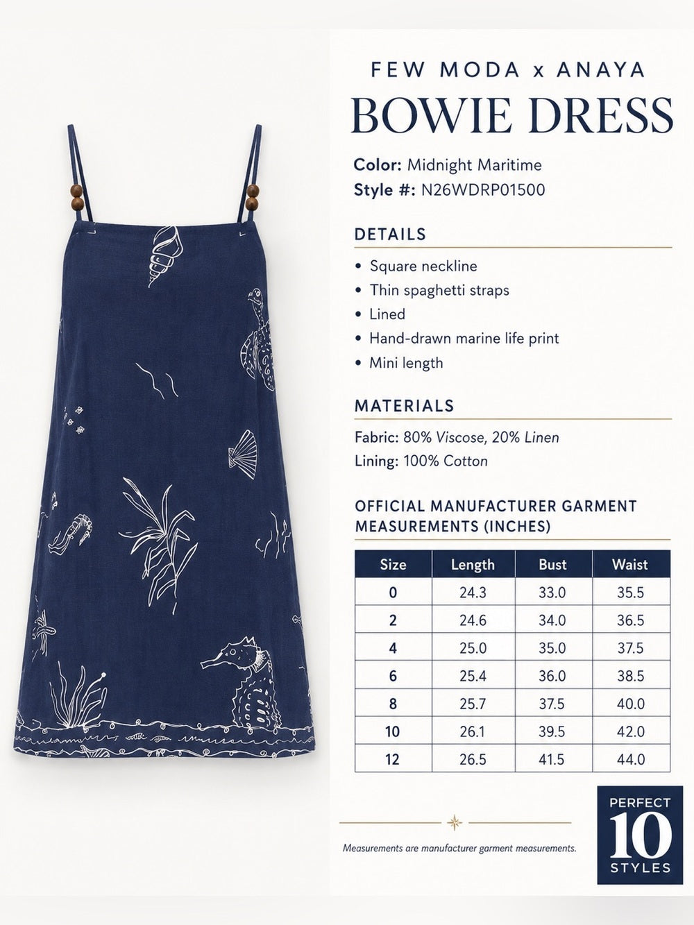 ANAYA Bowie Navy Linen Blend Mini Dress