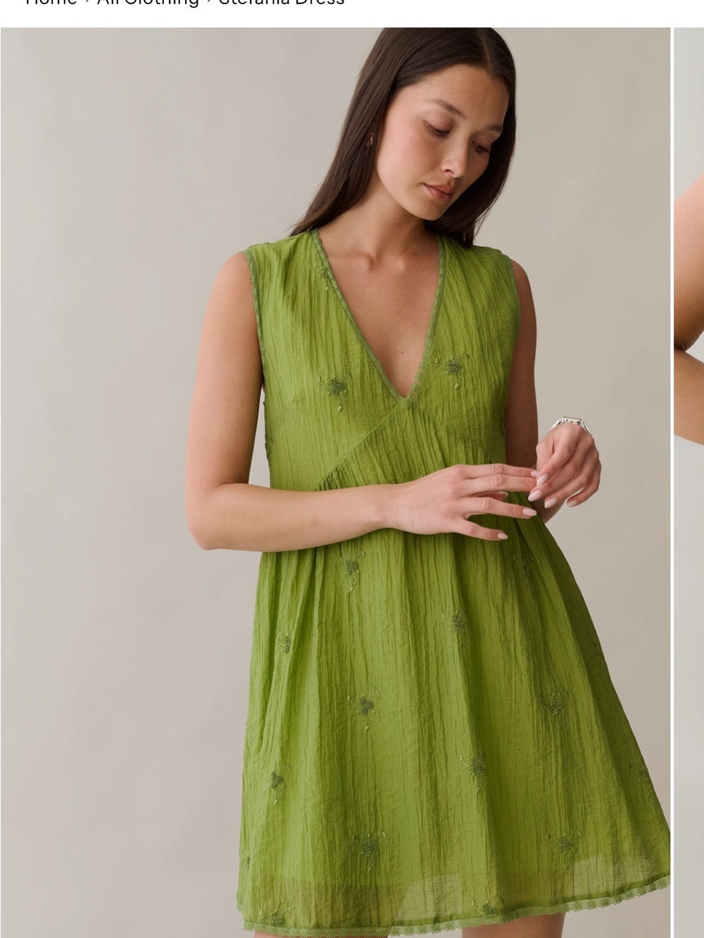 kourt Stefania Grass Green Embroidered Mini Dress