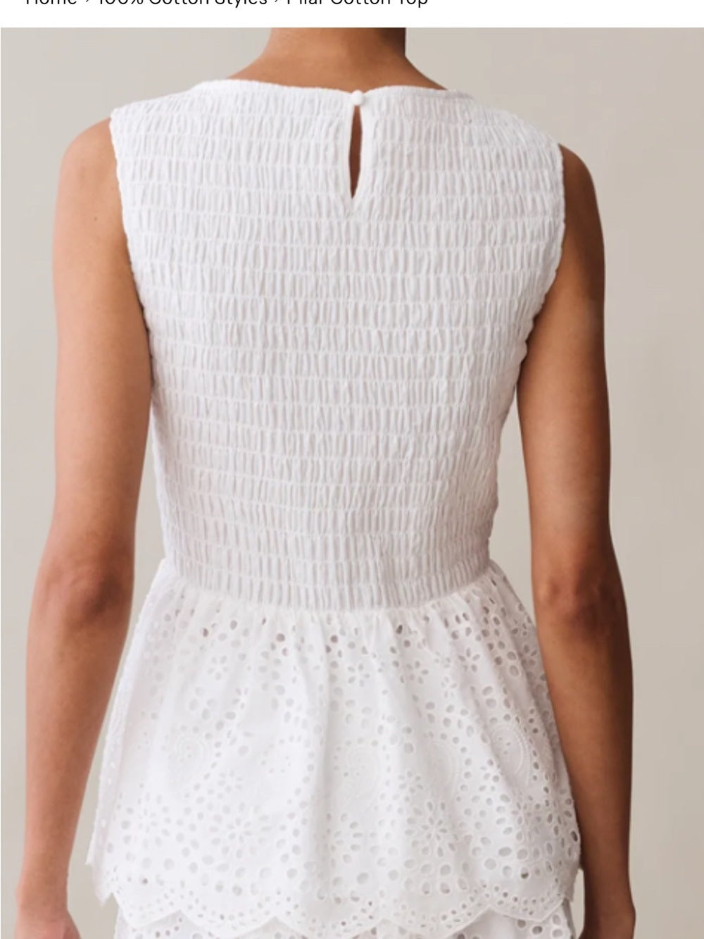 o.p.t Pilar White Cotton Eyelet Top
