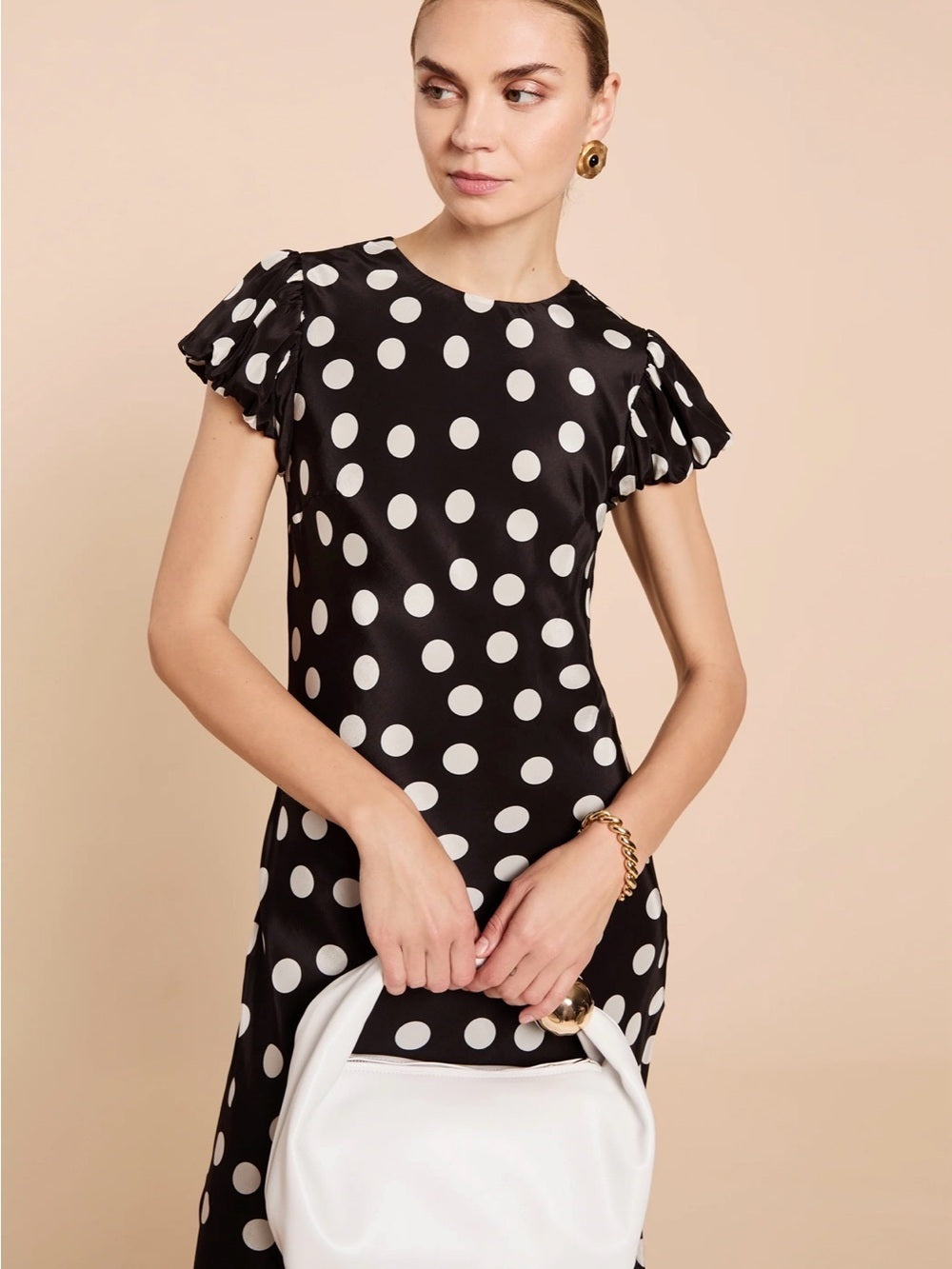 kourt Bibi Black and White Polka Dot Dress
