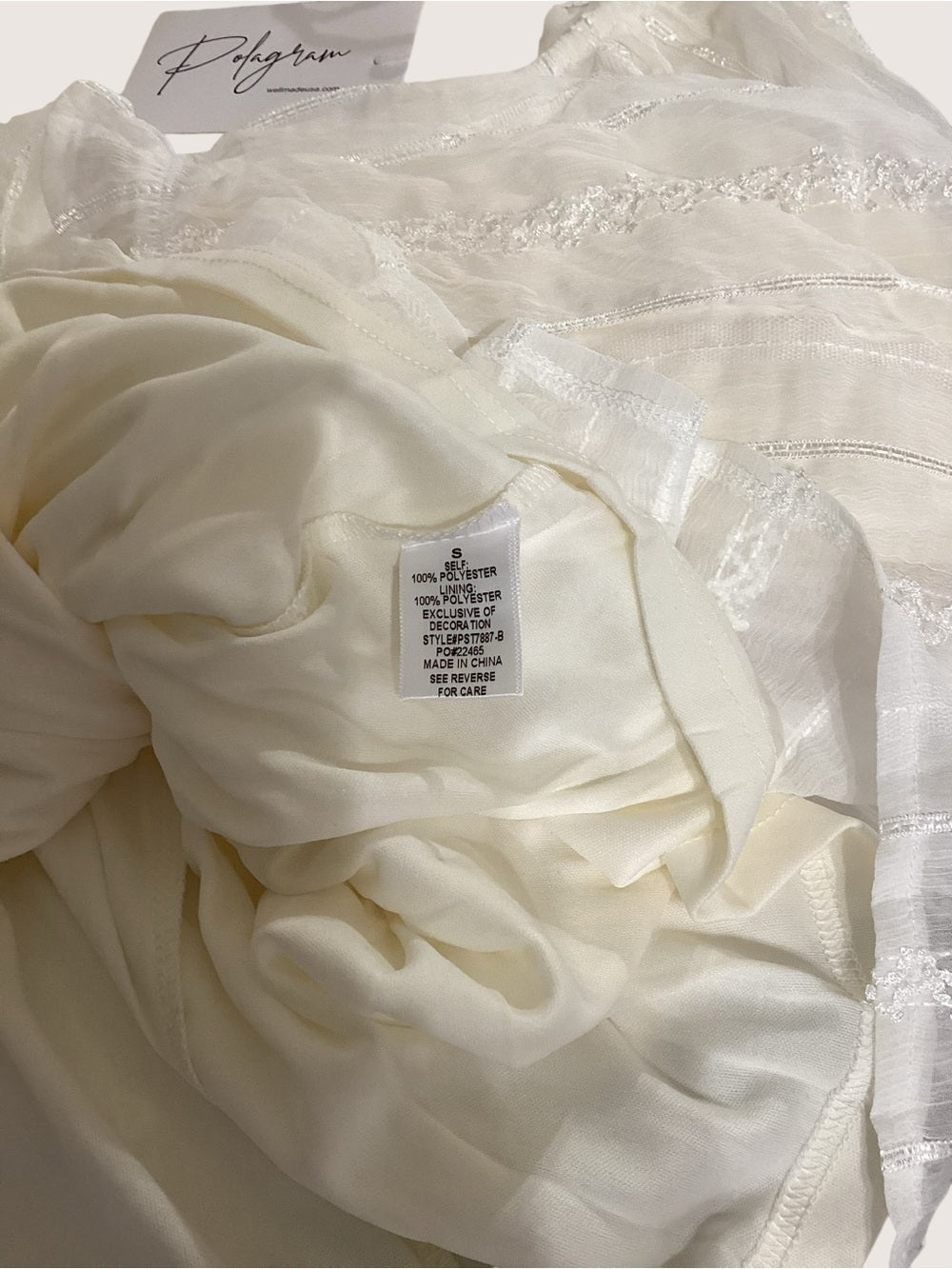 Polagram Ivory Textured Peasant Blouse