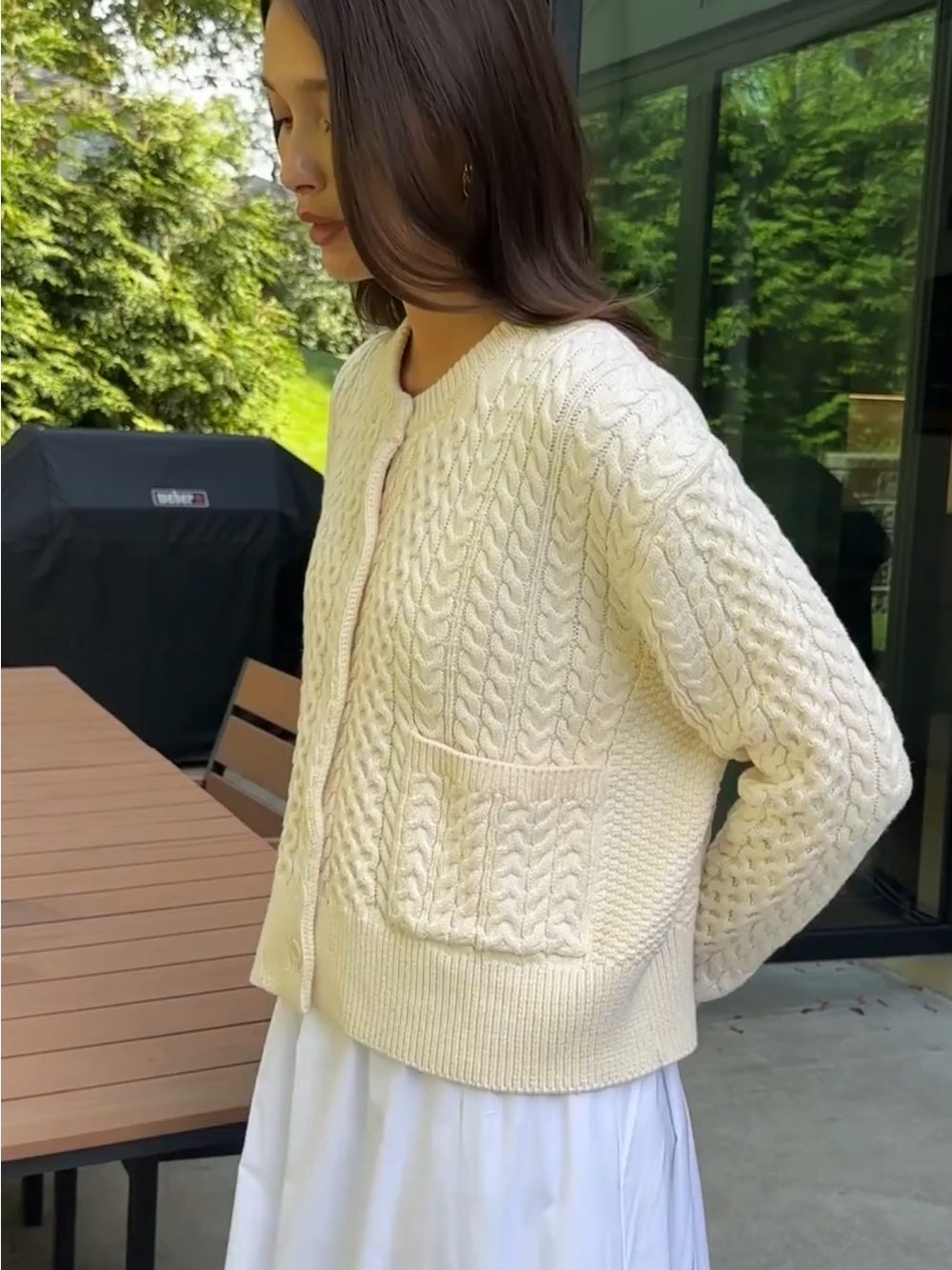 CAARA Julianna Cream Cable Knit Cardigan
