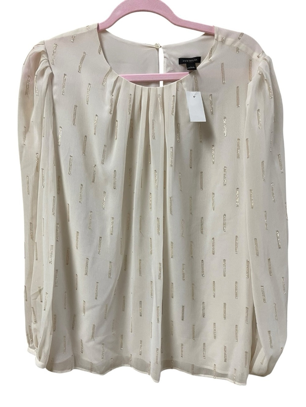 Ann Taylor Cream Blouse with Gold Detail