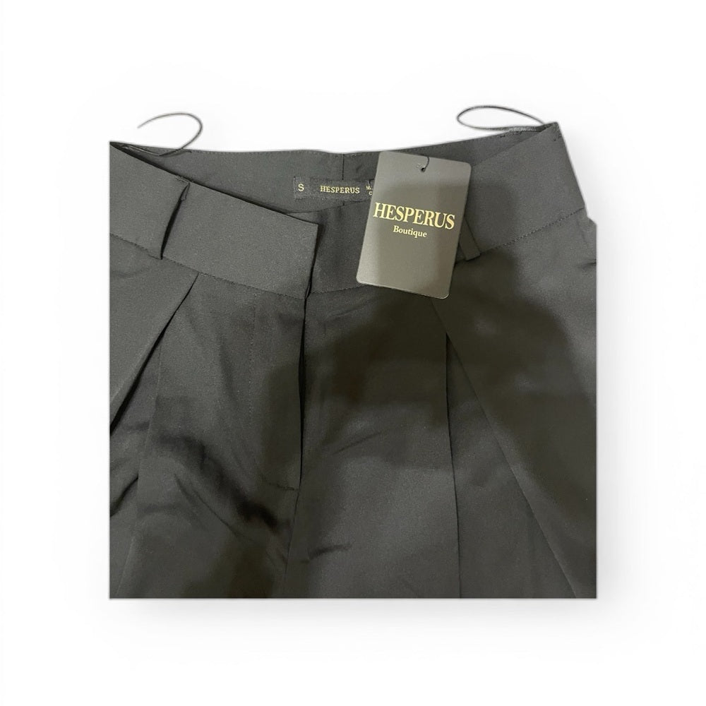 Black High-Rise Wide-Leg Trousers