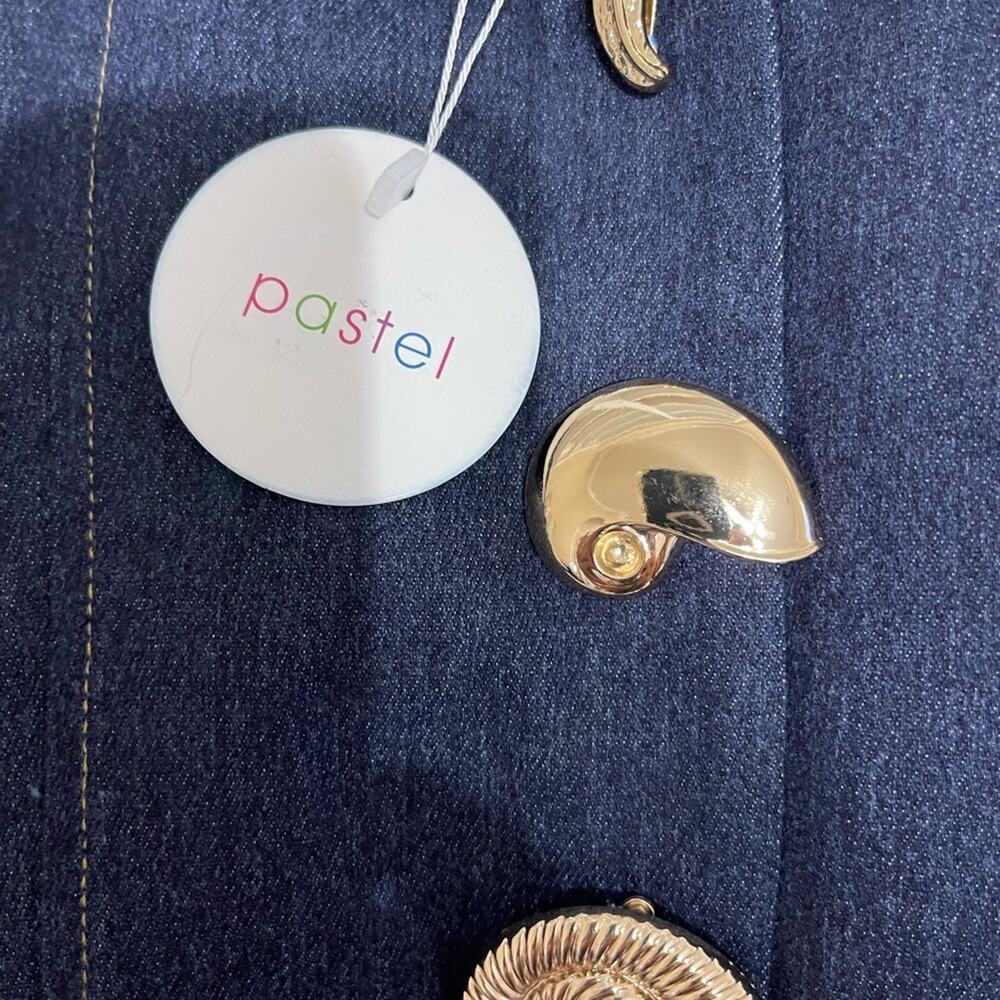 Pastel Denim Vest with Starfish and Shell Buttons