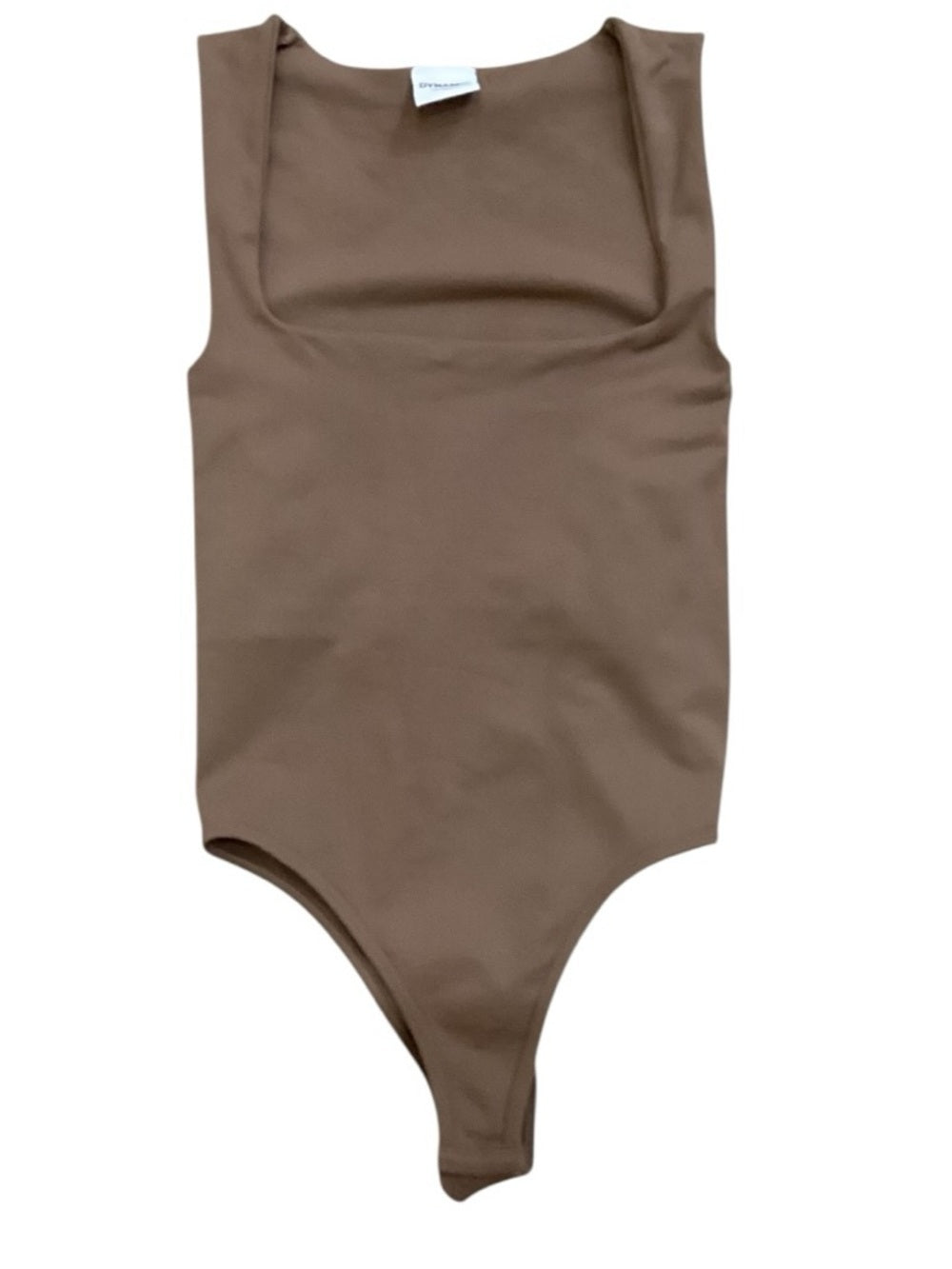 Brown Double-Layer Square Neck Bodysuit