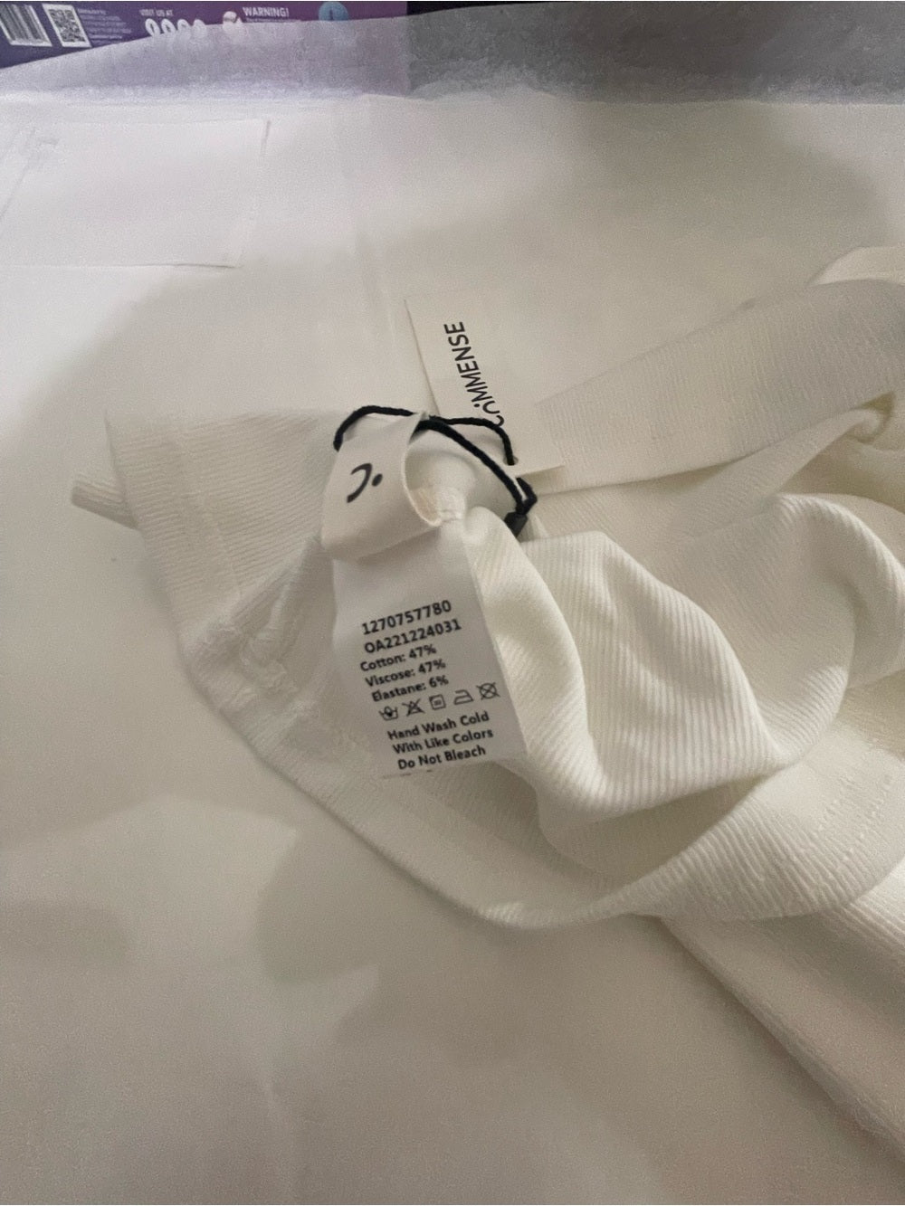 Commense White Asymmetrical Ribbed Tank Top