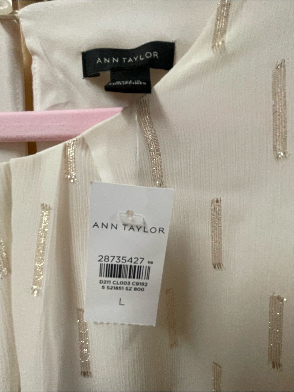 Ann Taylor Cream Blouse with Gold Detail