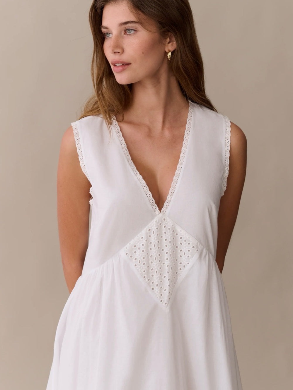 kourt Sonnet White Eyelet Cotton Maxi Dress