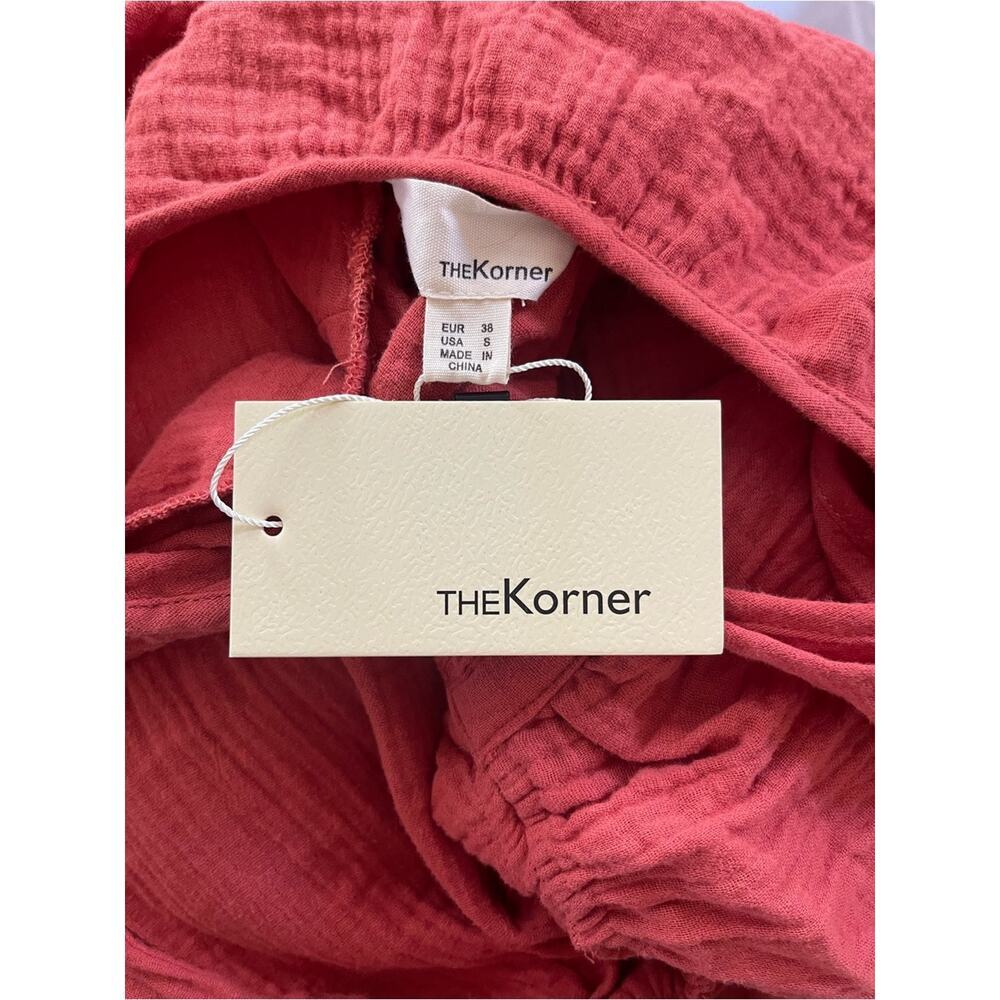 The Korner Brick Red Cotton Midi Dress