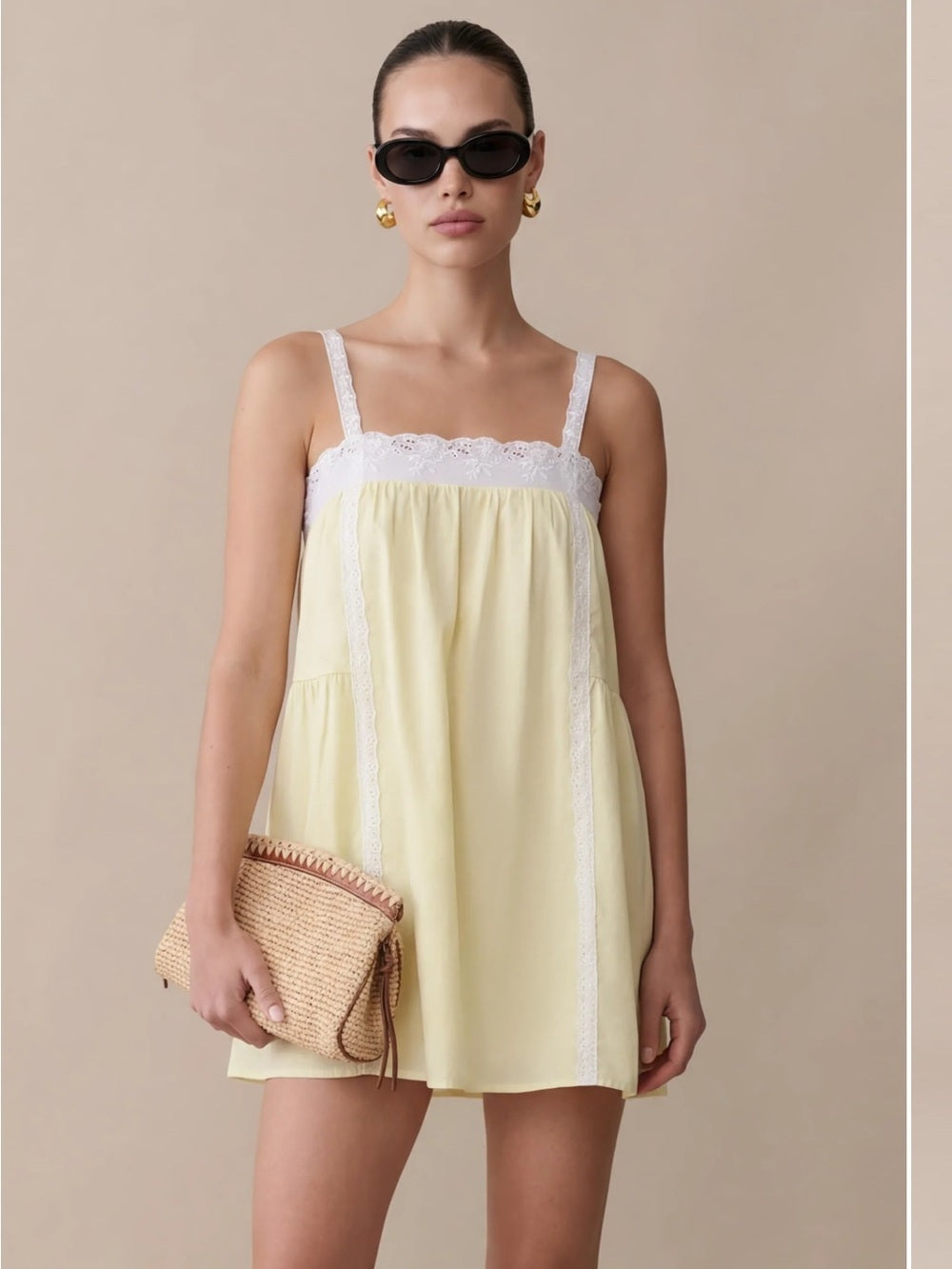 kourt Florence Butter Yellow Cotton Lace Dress