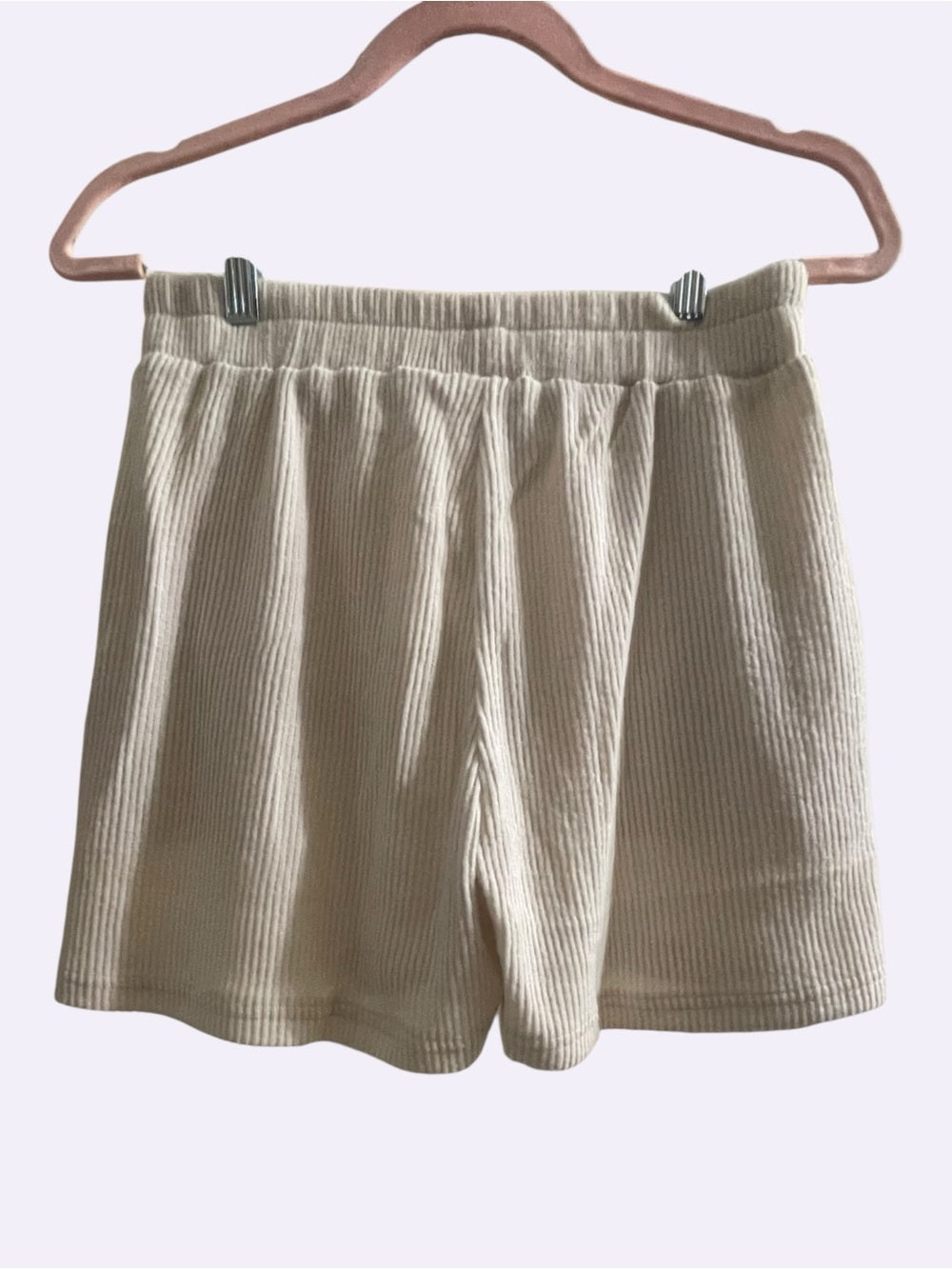 Zenana Cream Ribbed Top and Shorts Lounge Set