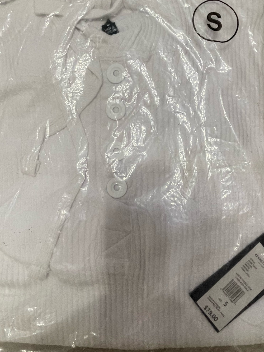 Kenneth Cole White Waffle Knit Henley Hoodie
