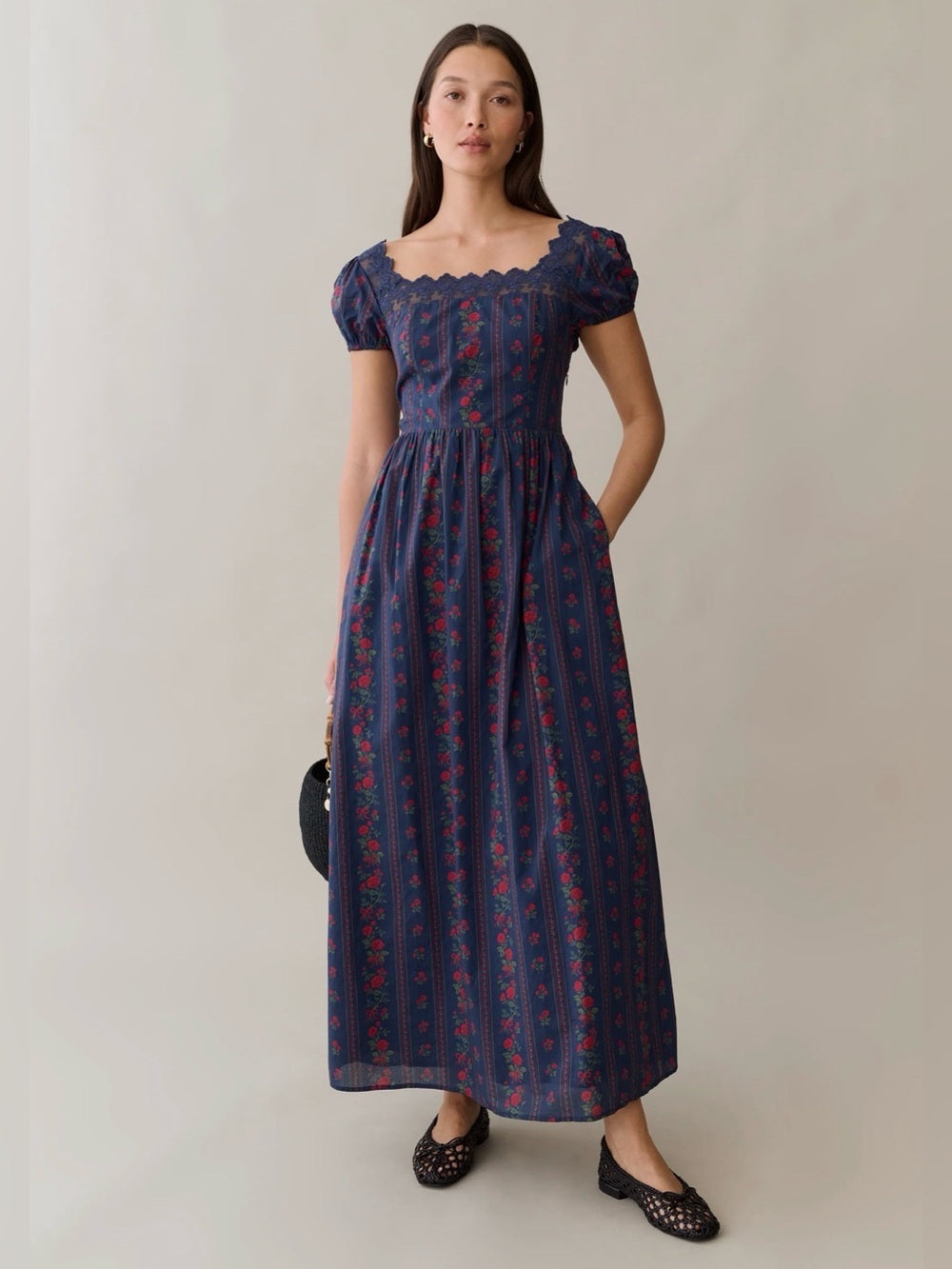 Sorella Atelier Andi Navy Floral Cotton Maxi Dress