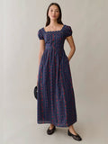 Sorella Atelier Andi Navy Floral Cotton Maxi Dress