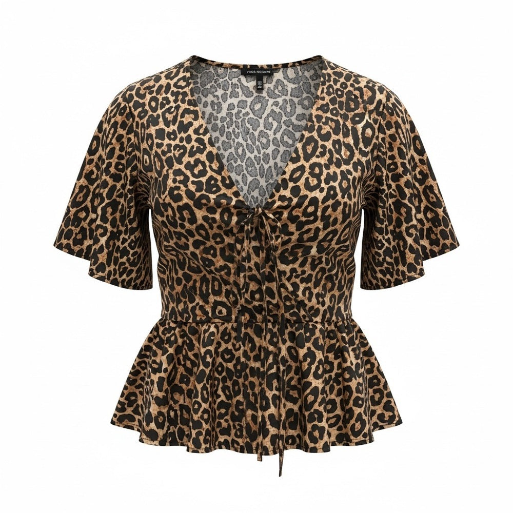 Vero Moda Leopard Print Peplum Blouse