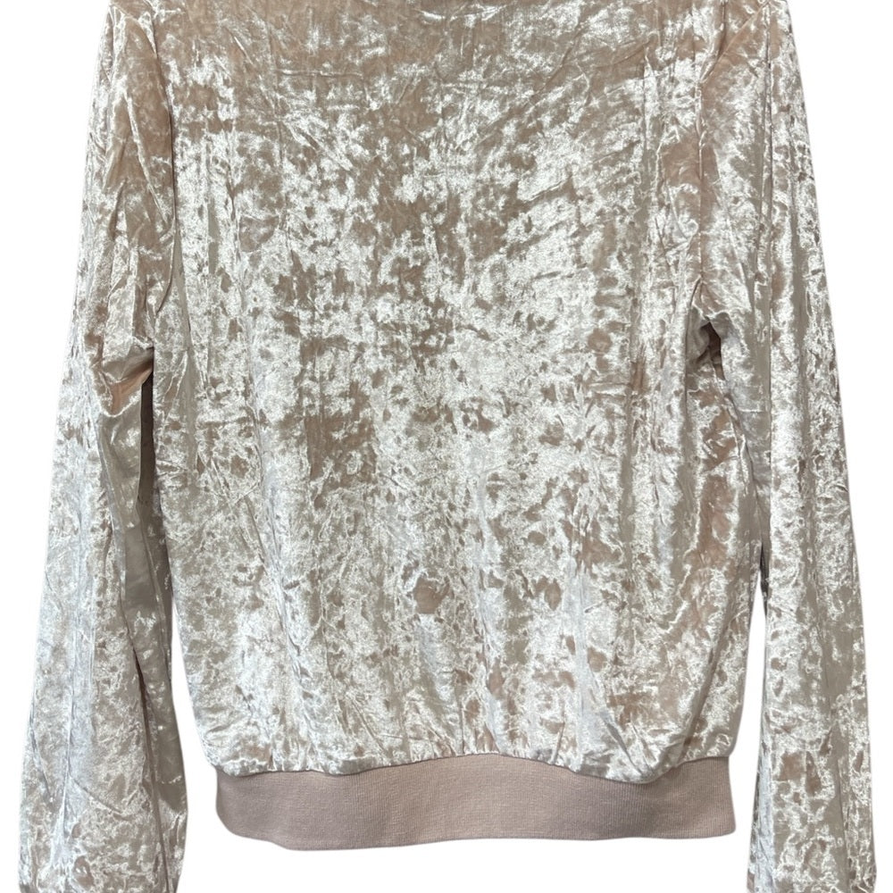 Blush Champagne Crushed Velvet Bomber Jacket