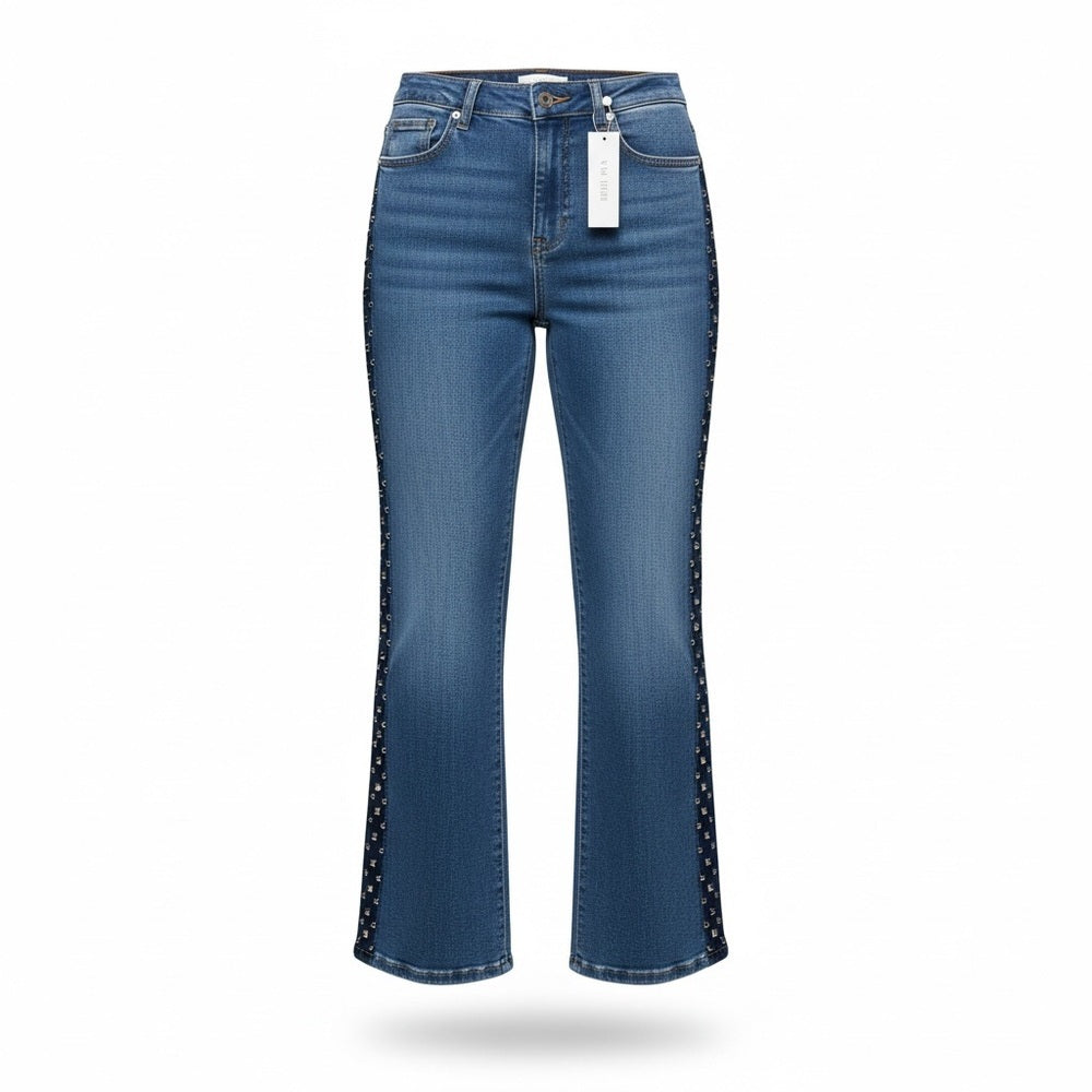 Nina Rossi Studded Wide-Leg Jeans