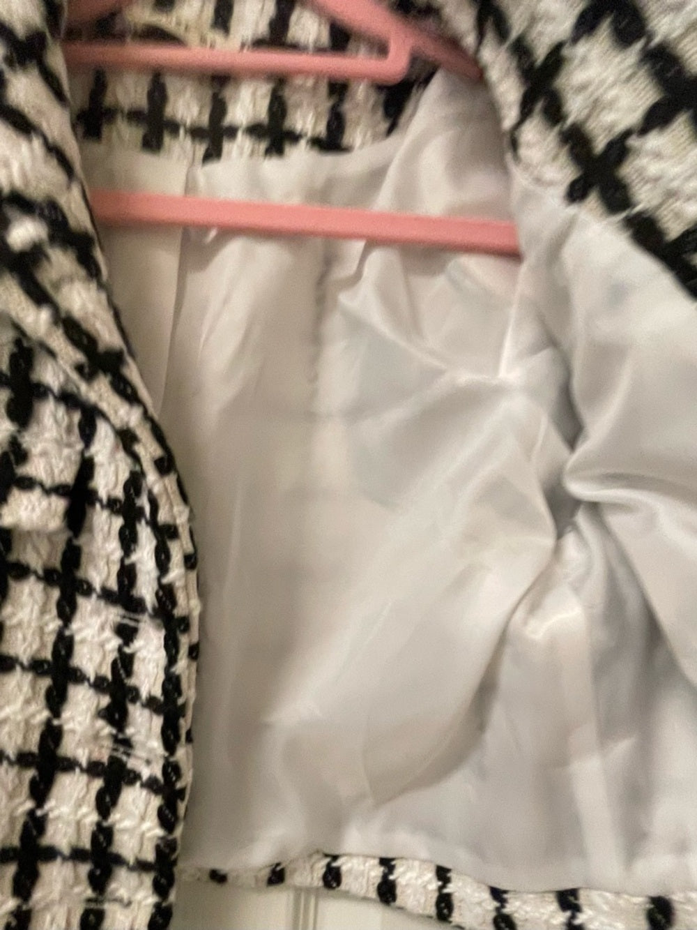 Just Me Black and White Windowpane Cropped Jacket