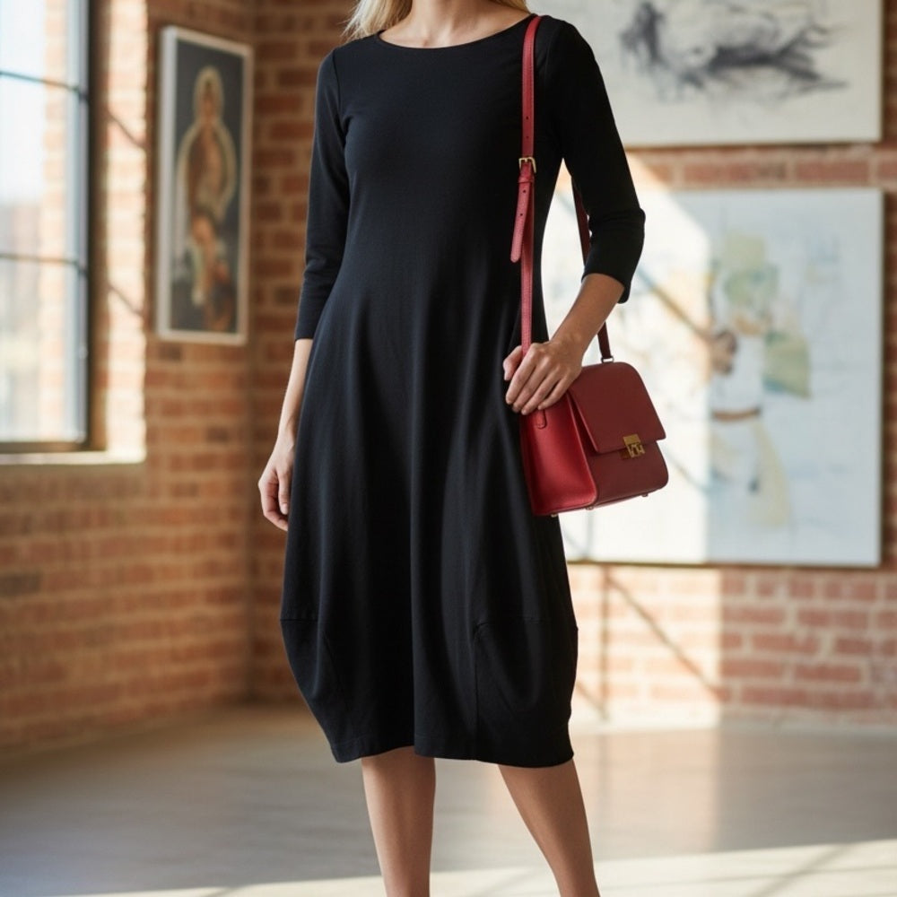 Astrid Clothing Black Midi Dress