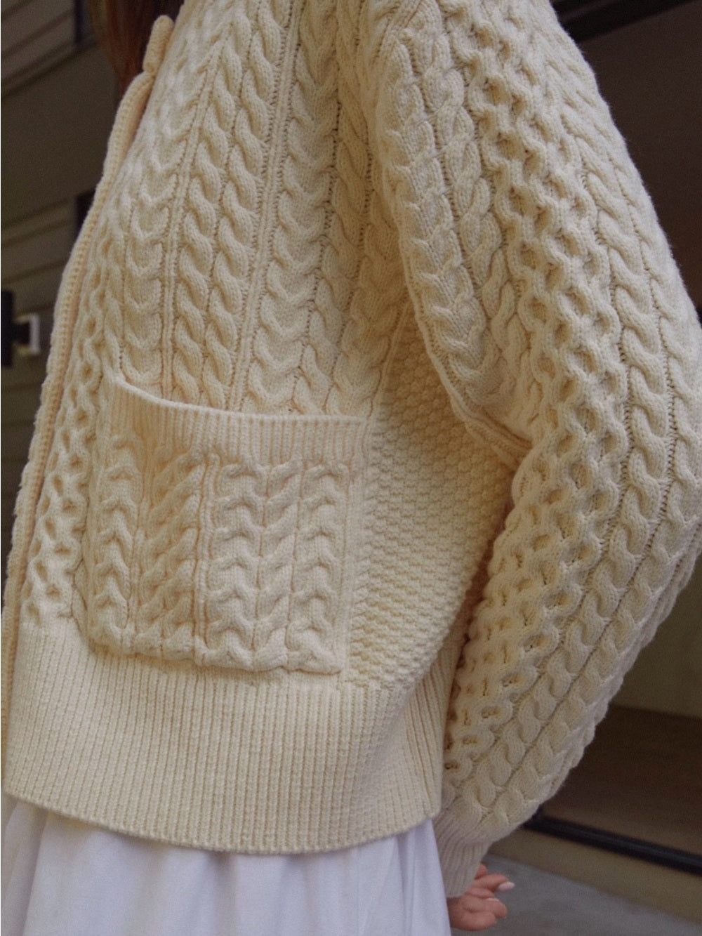 CAARA Julianna Cream Cable Knit Cardigan