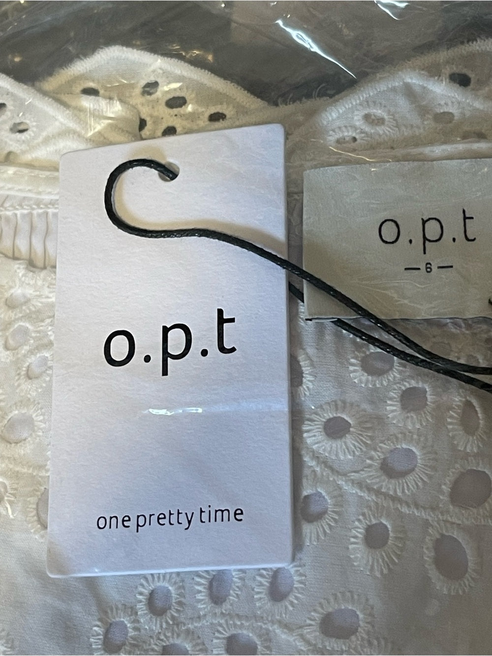 o.p.t Pilar White Cotton Eyelet Top