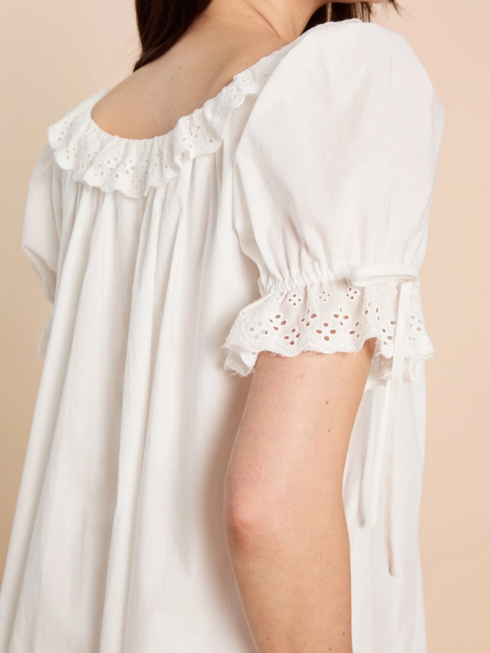 kourt Juliet White Cotton Eyelet Mini Dress