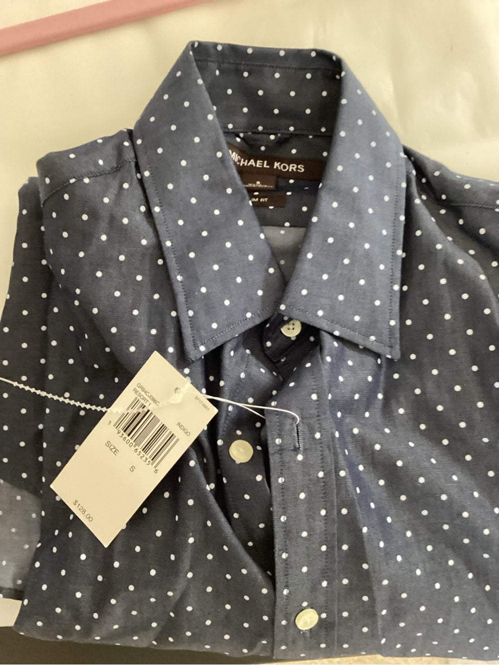 Michael Kors Navy Polka Dot Button-Down Shirt