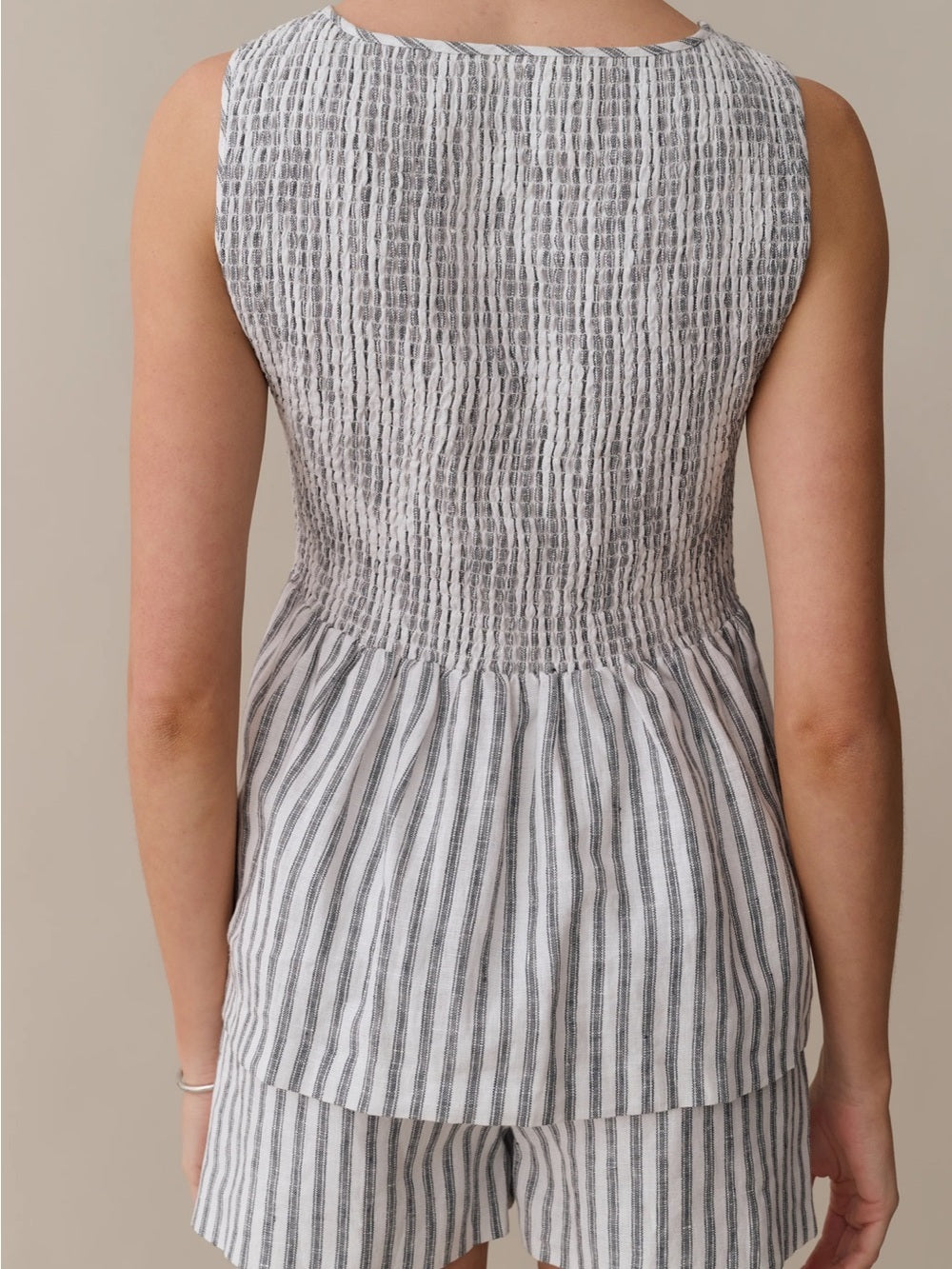 kourt Veronica Striped Linen Shorts Set