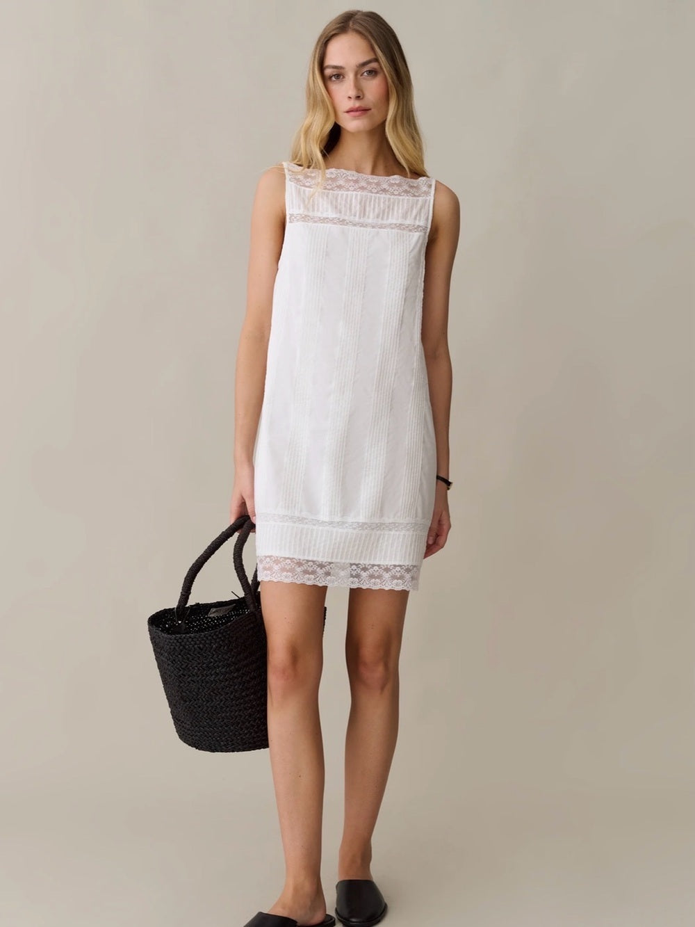 Sorella Iyla White Cotton Lace Mini Dress