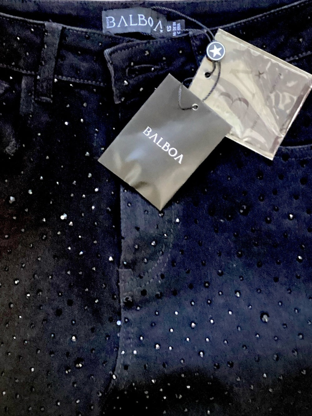 Balboa Black Rhinestone Stretch Jeans