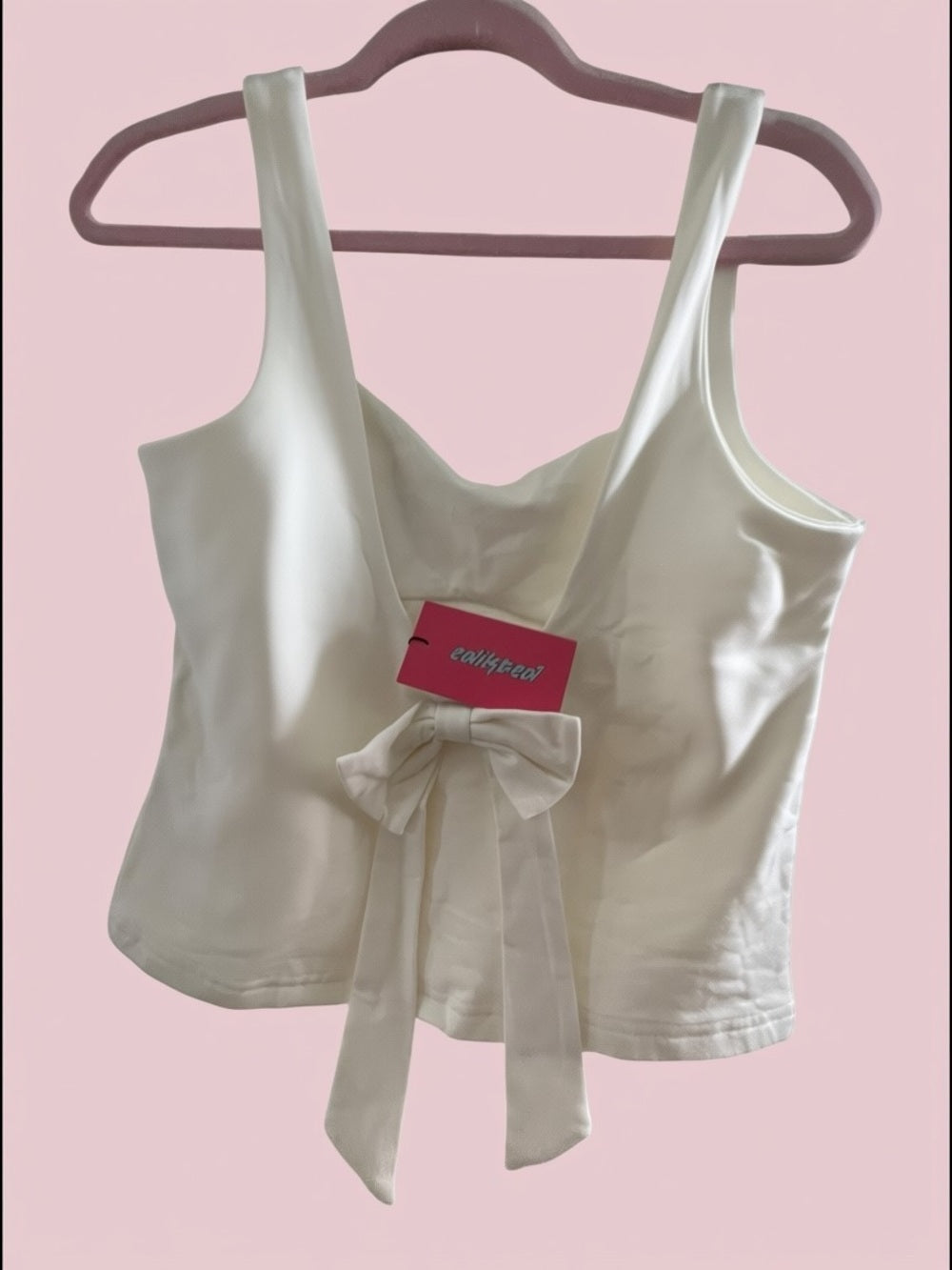 White Open-Back Bow Crop Top