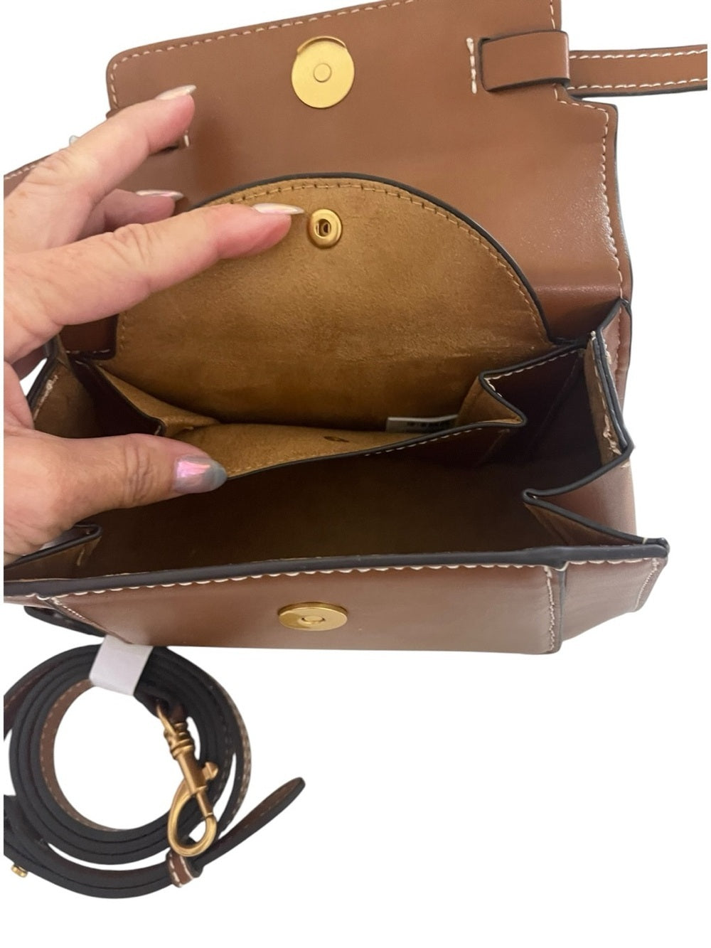Zara Mini City Buckle Camel Brown Crossbody Bag
