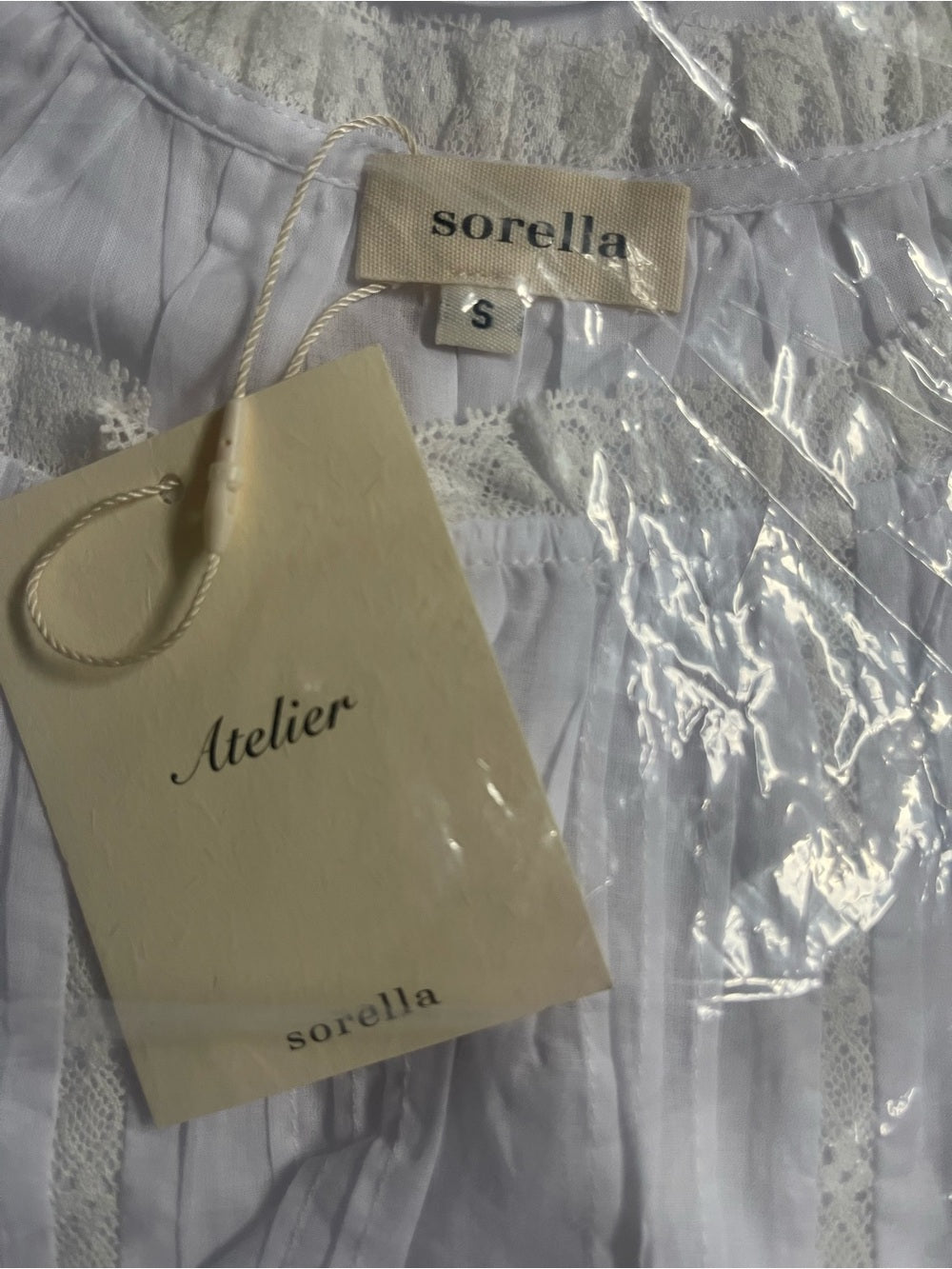 Sorella Violetta White Cotton Lace Pintuck Top