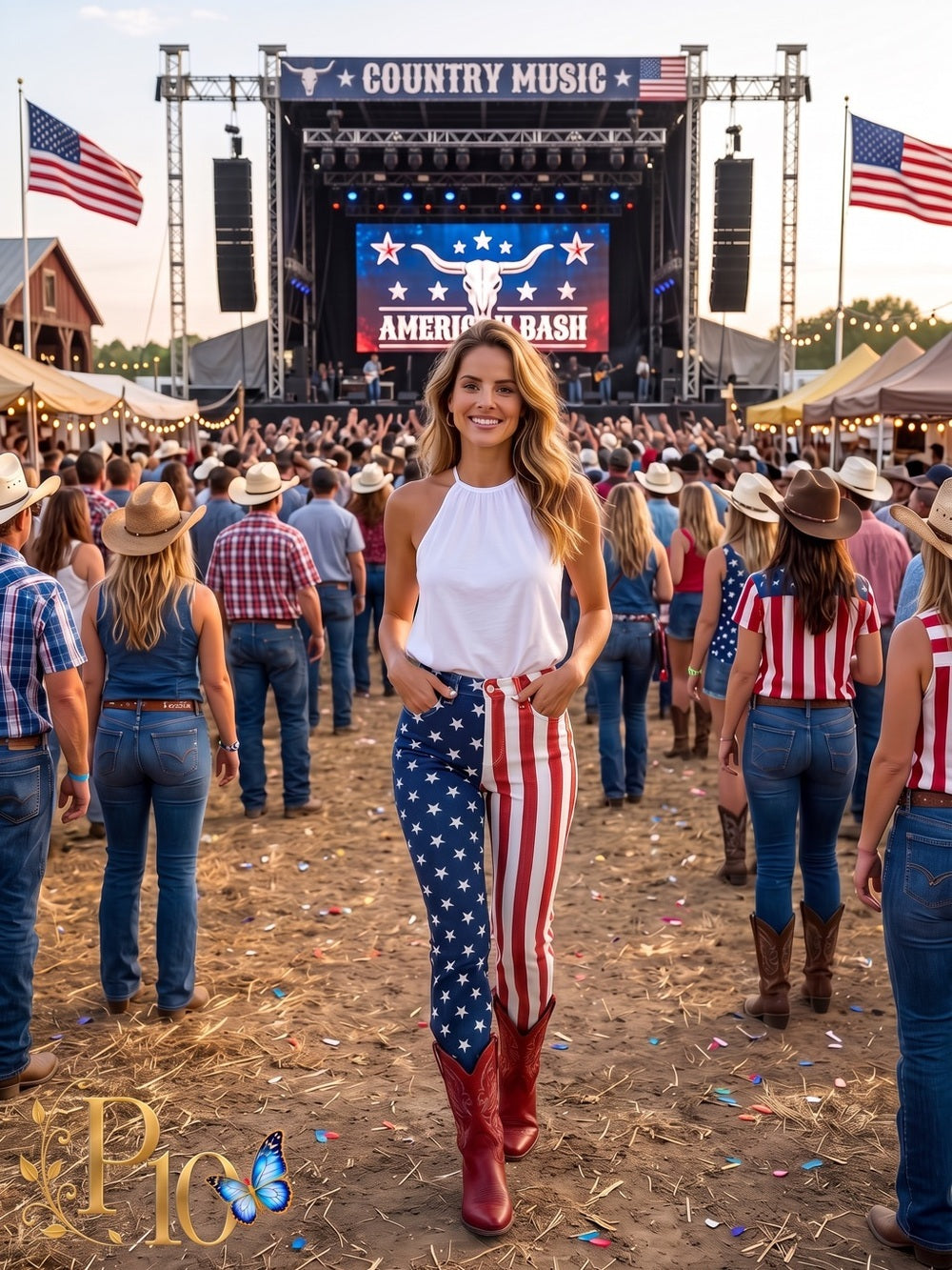Judy Blue American Flag High-Rise Flare Jeans