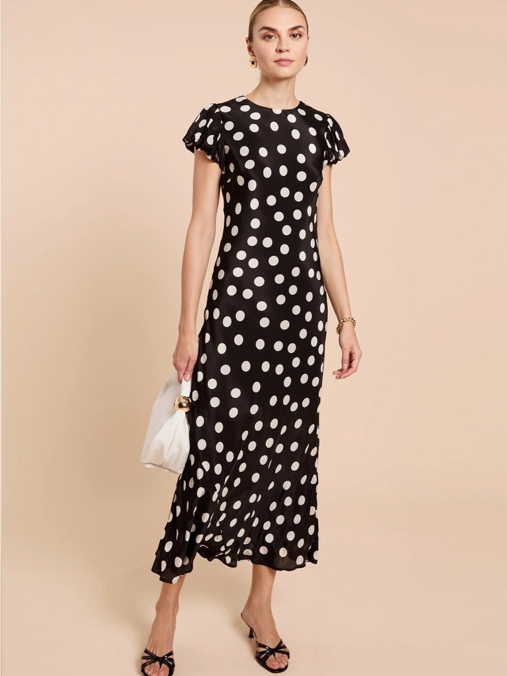 kourt Bibi Black and White Polka Dot Dress